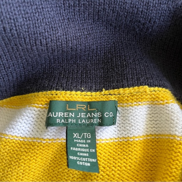Lauren Ralph LAUREN JEANS CO Women Striped Sweater White Yellow - Picture 4 of 4